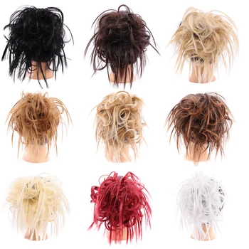 

XUANGUANG High Temperature Synthetic Curly Bun Hair Rubber Bands Scrunchie Updo Chignon Hair Extension Nine Colors For Chooes