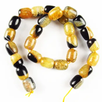 

1Strand 72.8g Orange Black Druzy Geode Agates Drum Loose Bead 15.5" 14x10mm TZ743