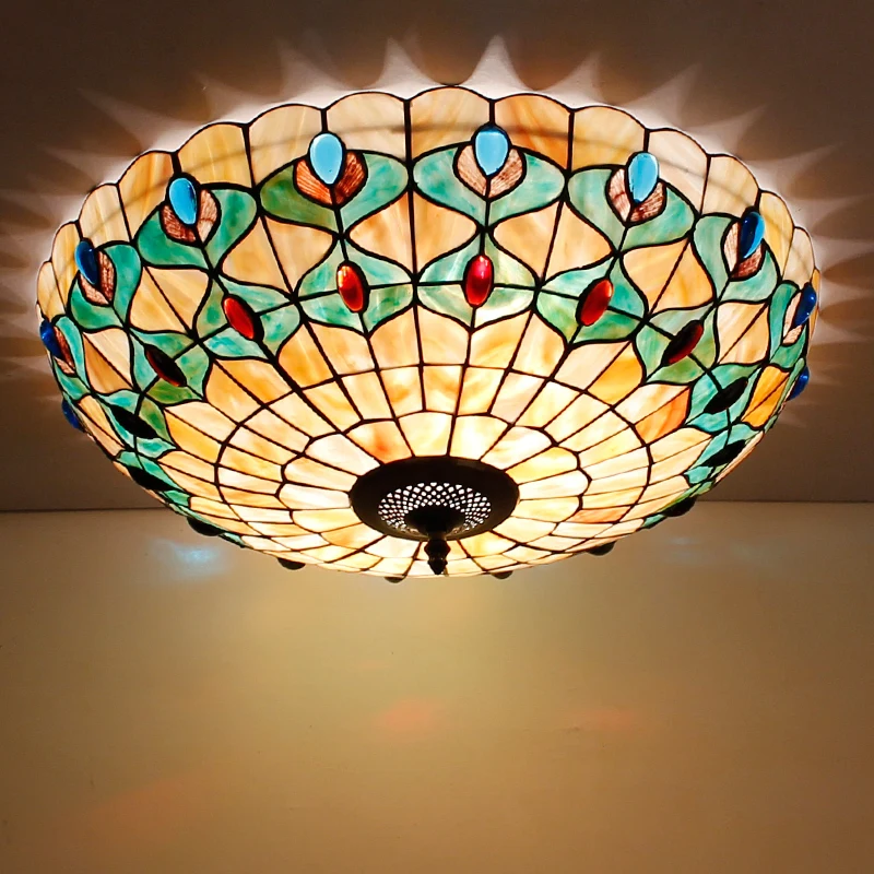 

Tiffany lighting European style shell ceiling lamp ceiling living room LED