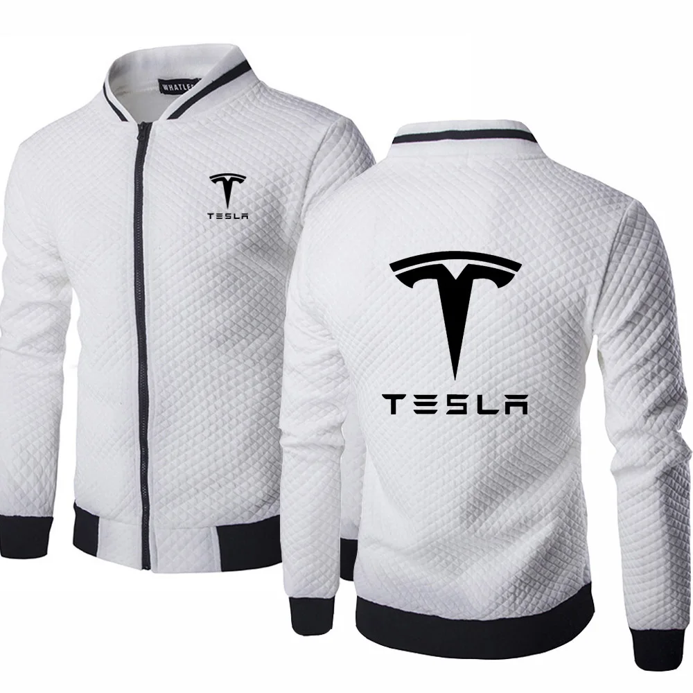 

Mens Sweatshirts Tesla Print Sweatshirt Spring Autumn Mens Jacket Long Sleeve Sportswear Casual Zipper Hoody Male Tops Clothing