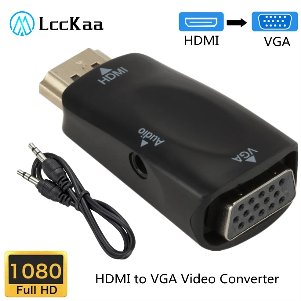 

LccKaa HDMI-compatible to VGA Adapter HD 1080P HDMI to VGA Audio Video Converter For PC Laptop TV Box Computer Display Projector
