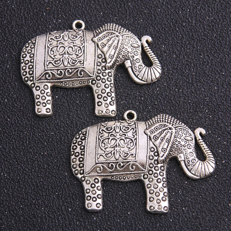 

2pcs 37*48mm Alloy Antique big Elephant Charms Vintage Pendant Jewelry Necklaces Base Settings Finding Accessories