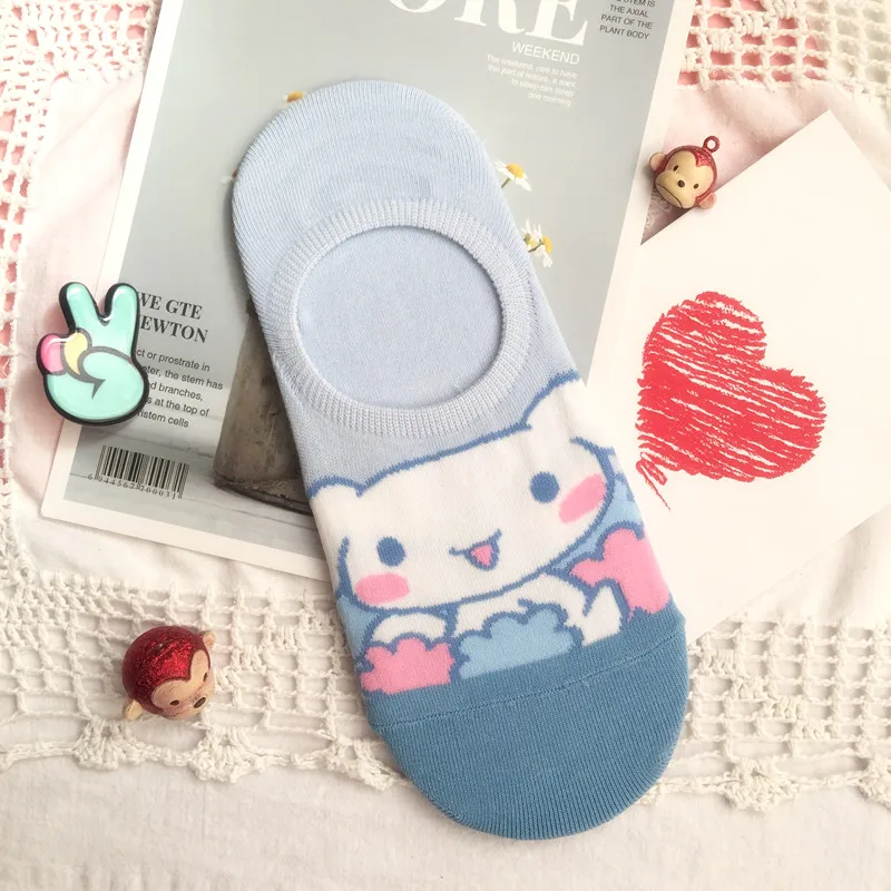 Милые кавайные женские носки, тапочки, Нескользящие низкие милые носки до лодыжки, подарок для девочек и женщин в Корейском стиле Харадзюку - Цвет: E