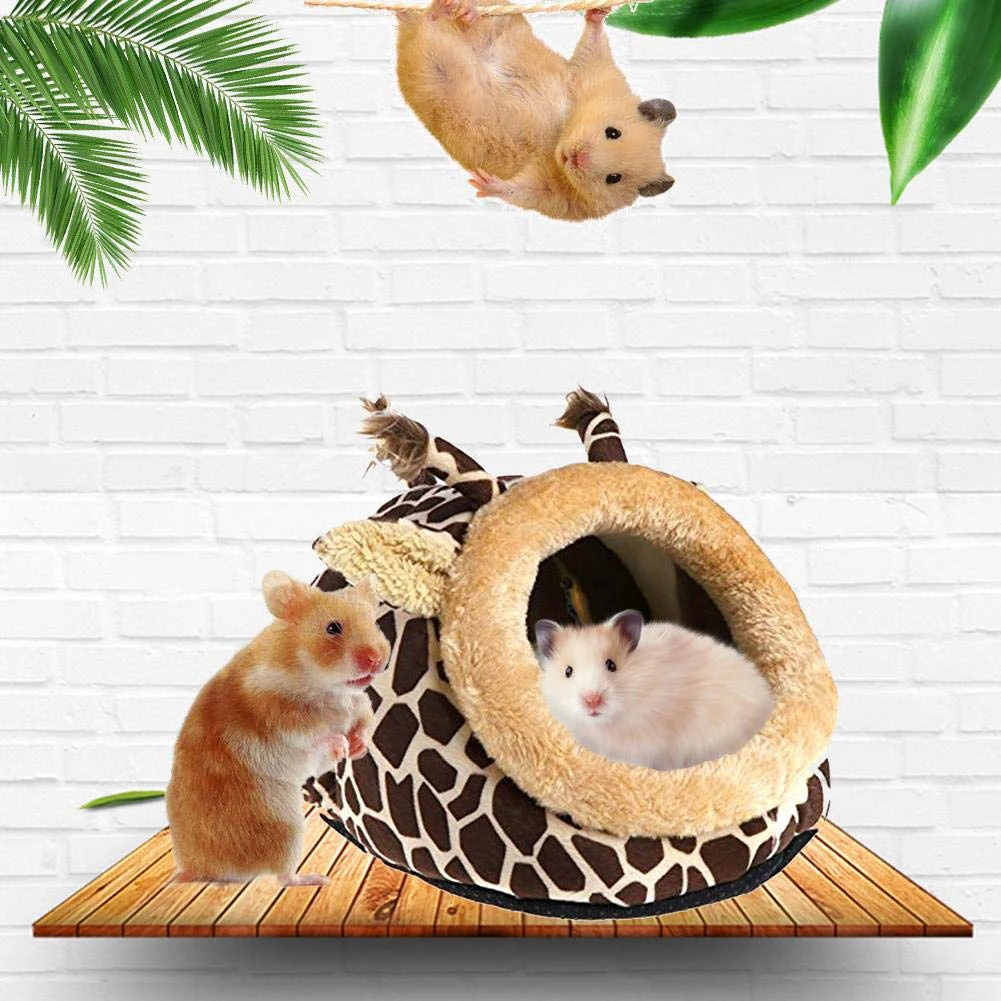 

Washable Mini With Zipper Plush Warm Bed Soft Protection Removable Giraffe Shape Pet Cave Home Pad Portable Hamster Hedgehog