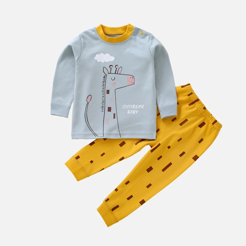 Детские носки для новорожденных и детей ясельного возраста Детские комплекты одежды на весну повседневные Хлопковая футболка с мультяшным медведем Длинные рукава длинные штаны брюки От 0 до 2 лет