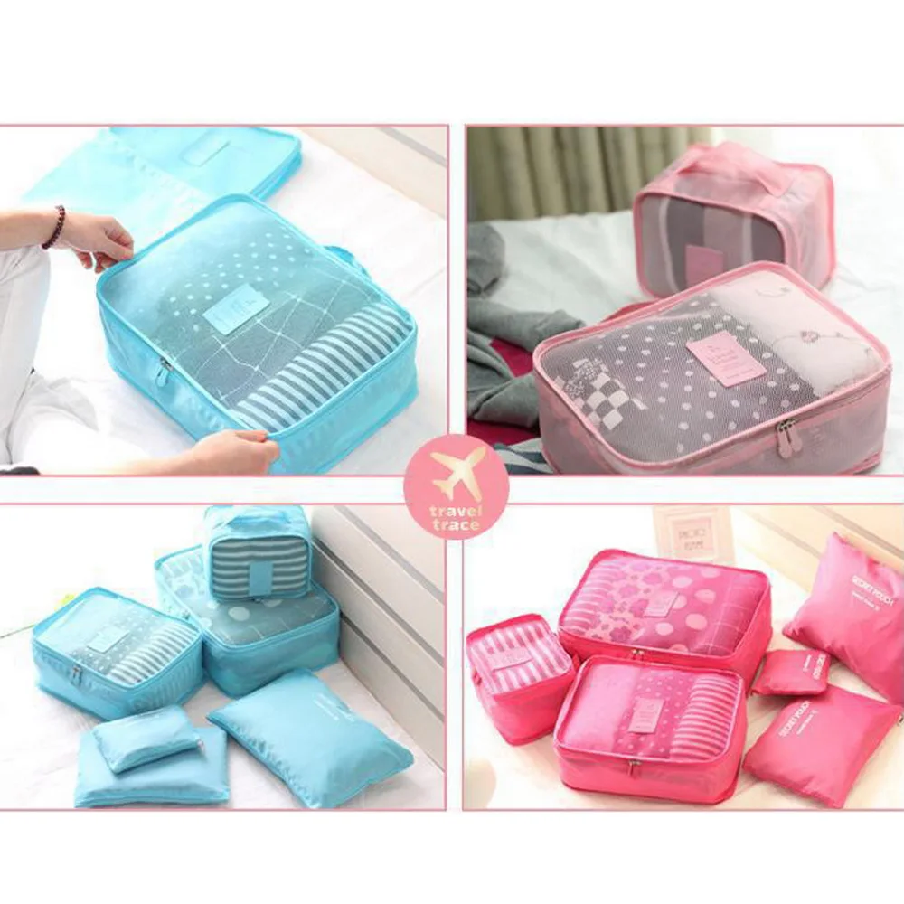 

2020 New 6 Pcs Travel Storage Bag Suitcase Closet Divider Container Clothing shoes Tidy Packing Cubes Luggage Organizer Pouch