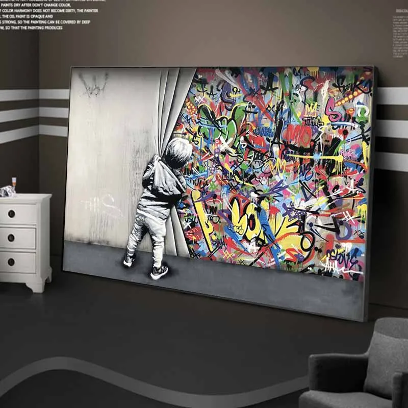 Детская Lover за Шторы граффити Painitngs на настенные художественные плакаты и принты современный в стиле