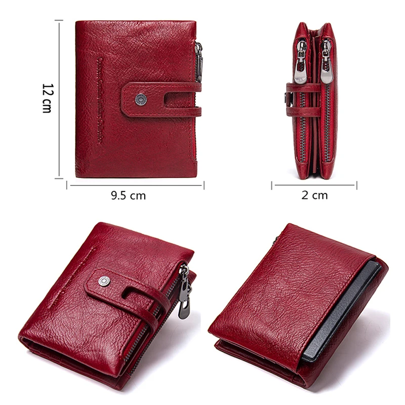 Goede Brand Design Portemonnee Echte Koe Lederen Japan Stijl Stevige Rits   Hasp Standaard Portefeuilles Korte Zakken Met Coin Pocket Card houder