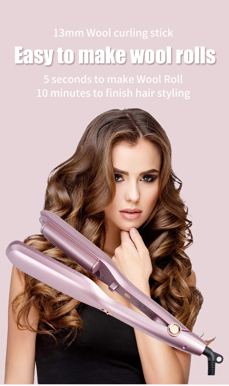 Description Picture 2 of itemProfessional Deep Wave Iron Hair Curler Volume Styler Pink 28mm Ceramic 2 Barrel Waver Hair Curling Iron Fast Heat Styling Tools