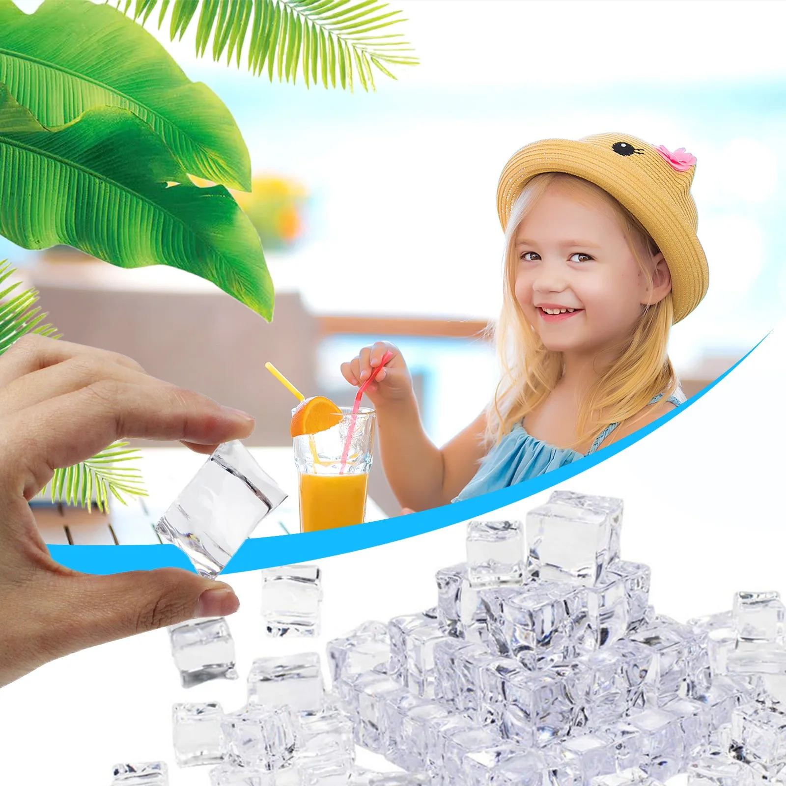 20-50pcs Square Reusable 3D Ice Cubes Multicolor Cooling Tool for Party Reusable Ice Cubes Acrylic Simulation