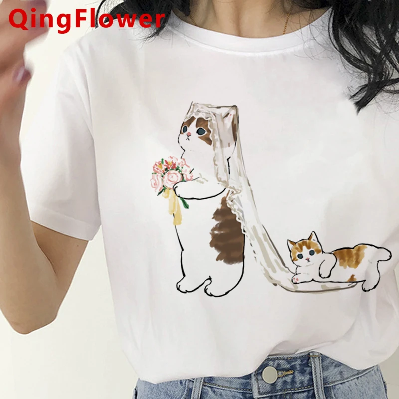 Kawaii Cat Funny Cartoon Graphic T-shirt Women Harajuku Cute Anime Tshirt Kroean Style Fashion T Shirt Ullzang Top Tees Female vintage tees Tees