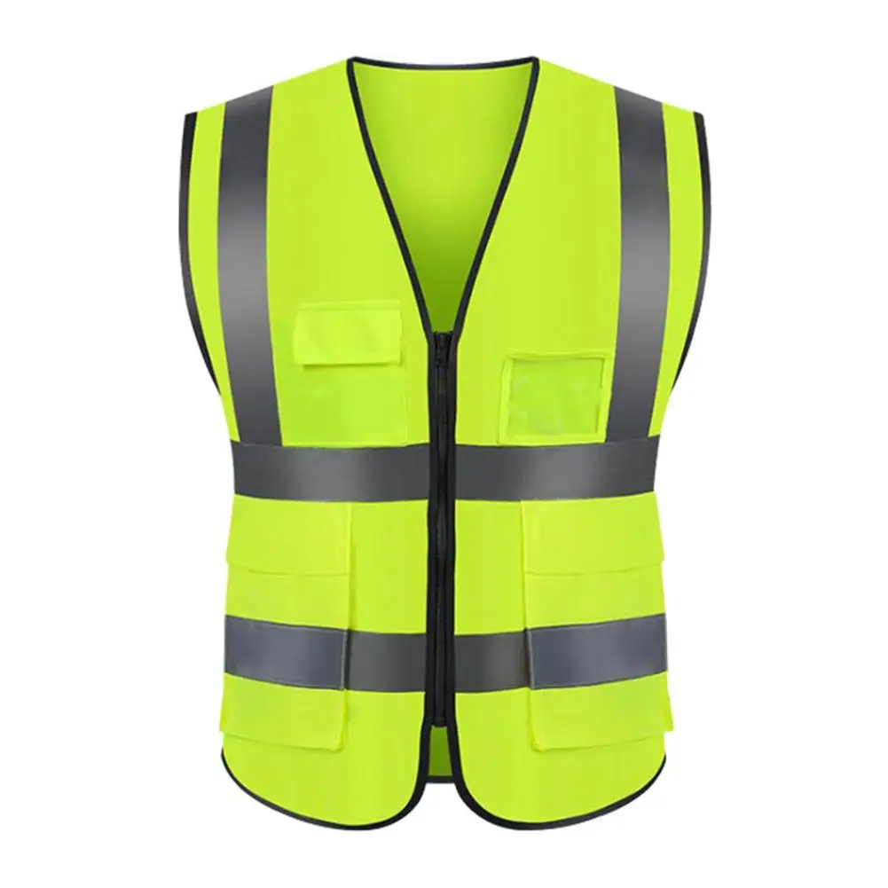 Cycling Safety Vest Worker Multi Pocke High Visibility Outdoor Cycling