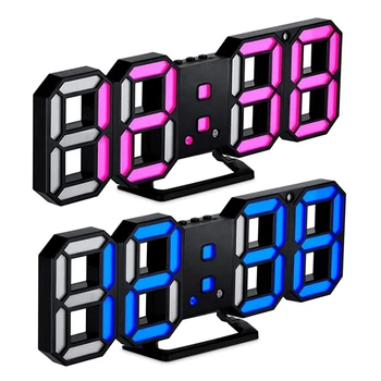 

3D Digital Clock,Wall LED Number Time Alarm Clock ,Led Electronic Clock with Snooze Function, Clock Date