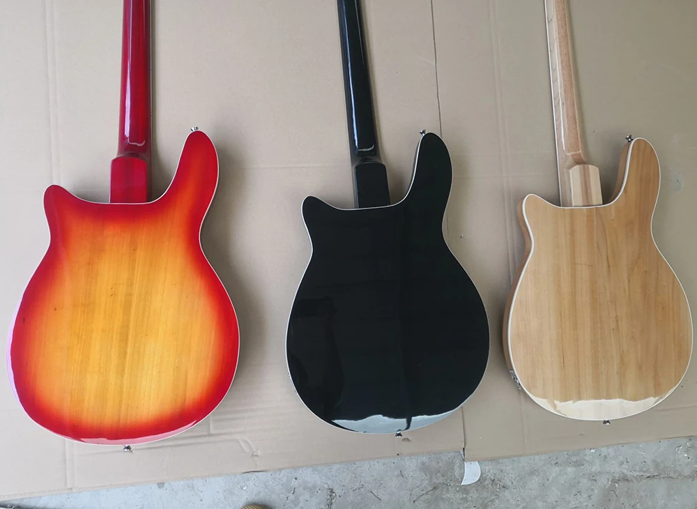 Three Colors 4 Strings Semi-hollow Electric Bass with Yellow Pearled Inlays,Rosewood Fretboard
