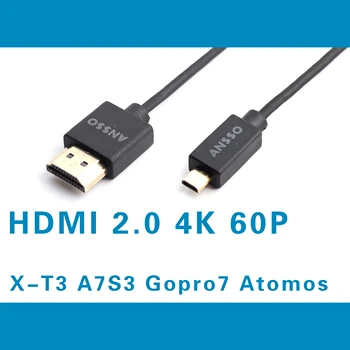 

Micro to HDMI 4K60P XT4 A7 M3 Gopro8 Atomos digital camera Extension cable Ultra Slim 3.3mm Convert cable HDMI2.0 18Gbps