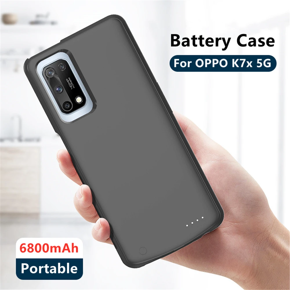 Купить 6800mAh Silicone Shockproof Power Bank Case For OPPO K7x 5G Battery Charger Cases External Powerbank Charging Cover  Мобильные | Battery Charger Cases (32987170037)