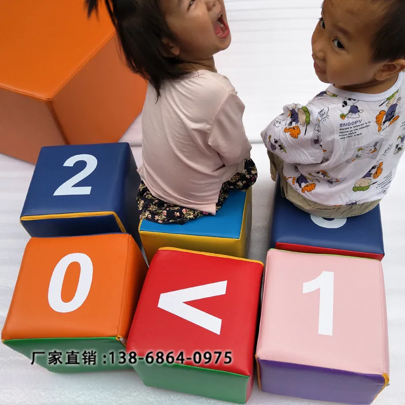 

Children with Numbers Apple Fully Sponge Pinyin Building Blocks Square Soft Chair Early Education Toy Soft Bag Traffic Identific