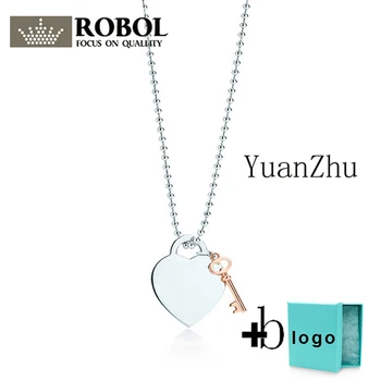 

Xl tfx rllen sterling silver heart-shaped small key bead necklace is perfect for ladies party jewelry wholesale free shipping
