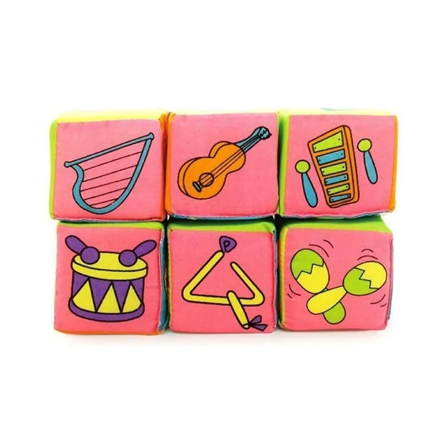 6Pcs/Set Multifunctional Baby Cloth Building Blocks Rattle Soft Cubes Toys Gifts Baby Rattle Blocks Baby Rattle Blocks Toy 1
