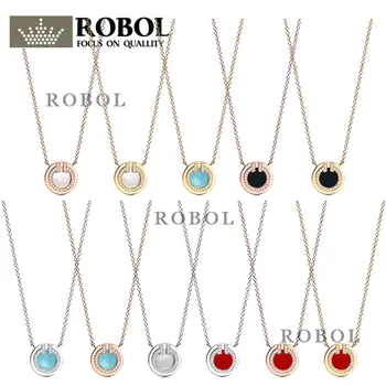 

Original 925 Sterling Silver TIF Classic Necklace Chain with Original Engraved Woman Jewelry Gift Free Shipping Wholesale