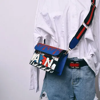 

OKKDEY Handbags Luxury Fashion Korean Version Women Graffiti Printed Small Square Bag Shoulder Messenger Bag 2020 Female