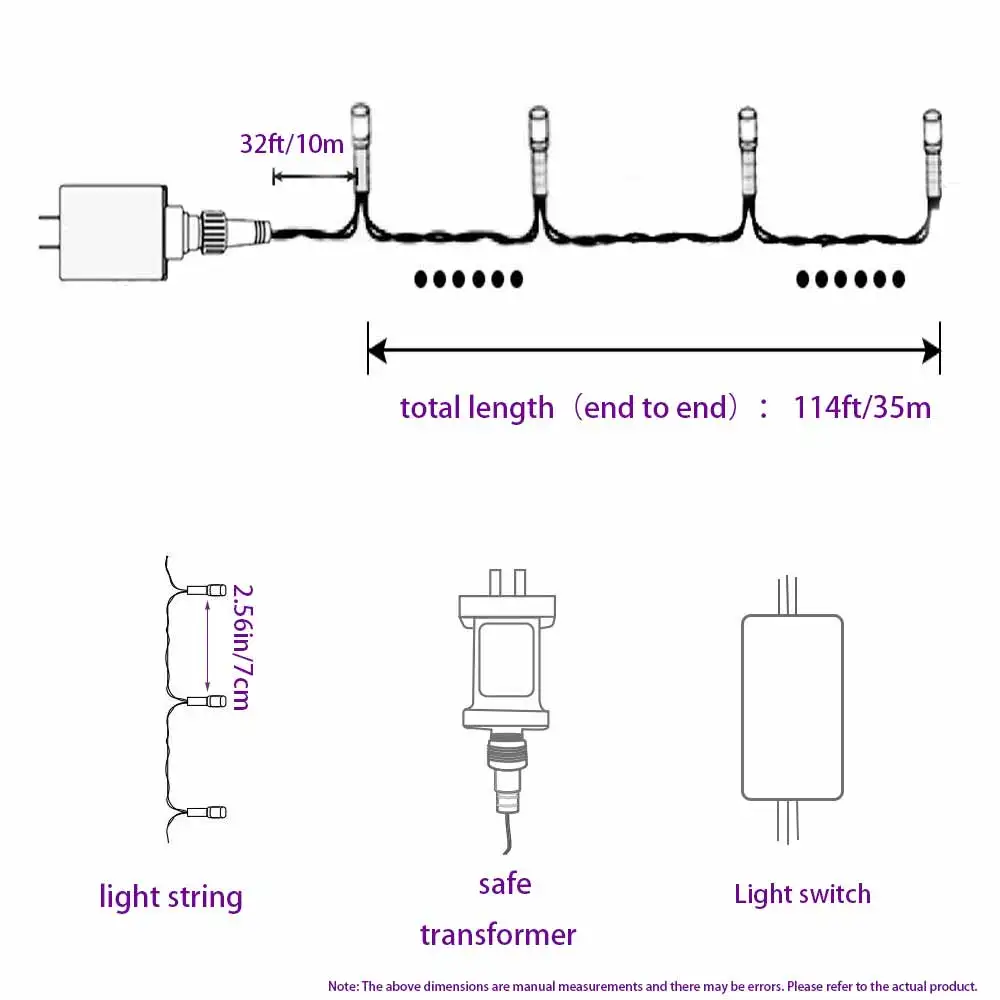 500LED String Lights Chain Outdoor Christmas Tree Lights,Light Controlled Switch with Light Sensor,Light Operated with Black