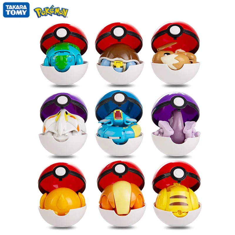 Nuovo Genuino Pokemon Toy Set Pocket Monster Pokeball Deformazione Pikachu Eevee Psyduck Anime Action Figure Modello Pet Dolls Regalo