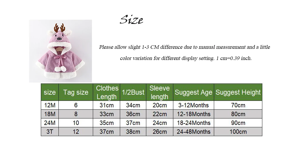 Girls Coats Kids Baby Christmas Elk Coat Clothes Autumn/winter Children Plush Jackets Infant Cute Cartoon Shawl Cloak Warming
