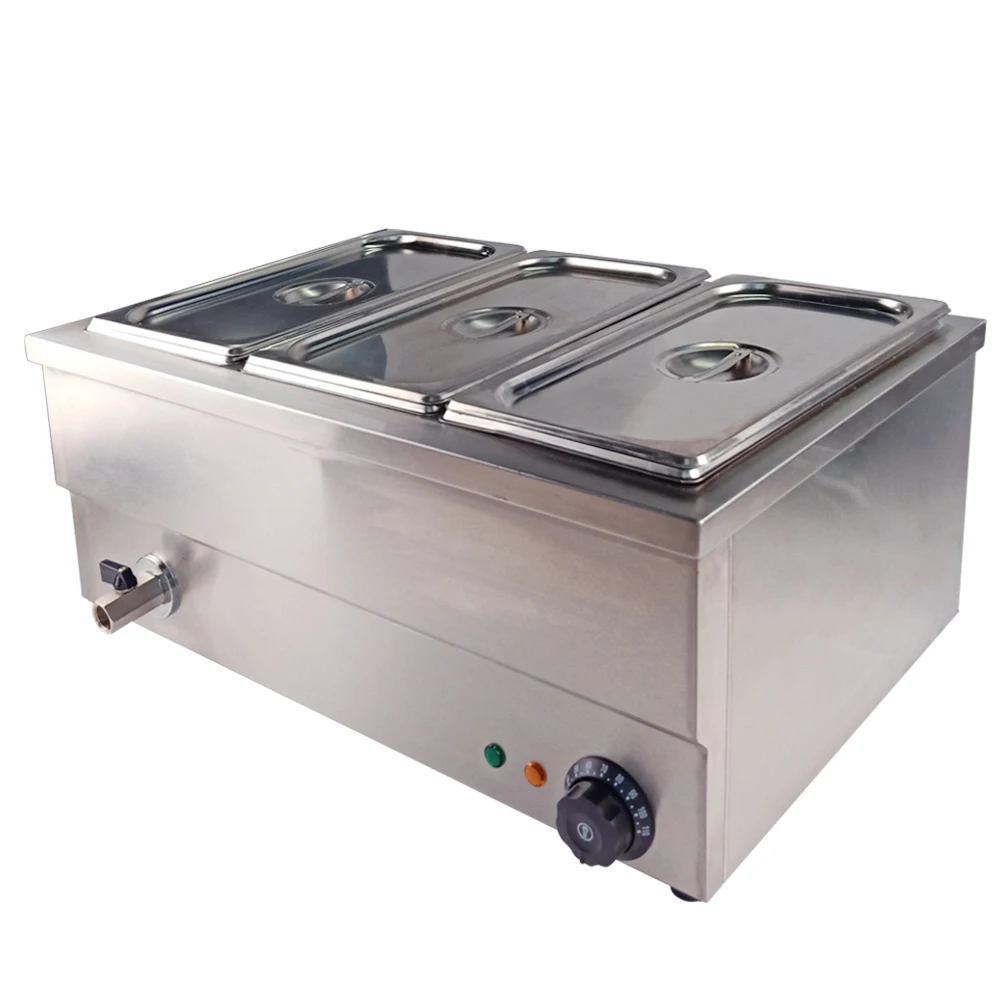 

Commercial 3 Tanks Soup Pot Bain Marie Stainless Steel High Quality Steamer Heating Pool