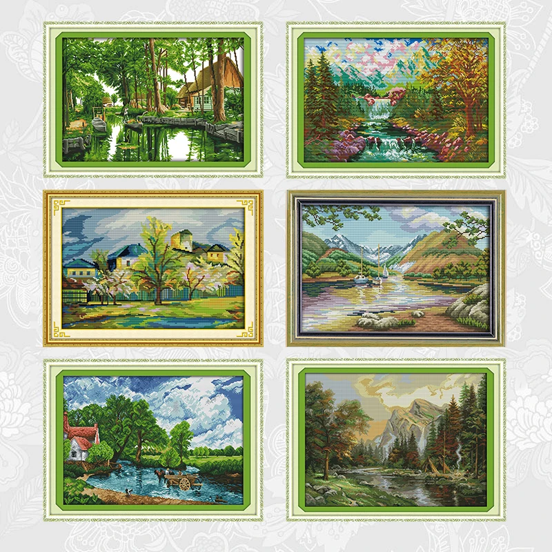 

The scenery of the suburban series Cross-stitch 14CT 11CT Counted Printed On Canvas Embroidery DIY Handmade Needlework Crafts
