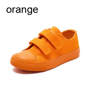 Однотонная детская обувь; 5 цветов; детская обувь; брендовая модная тканевая парусиновая обувь для мальчиков и девочек; вулканизированные маленькие и большие детские кроссовки - Цвет: Оранжевый