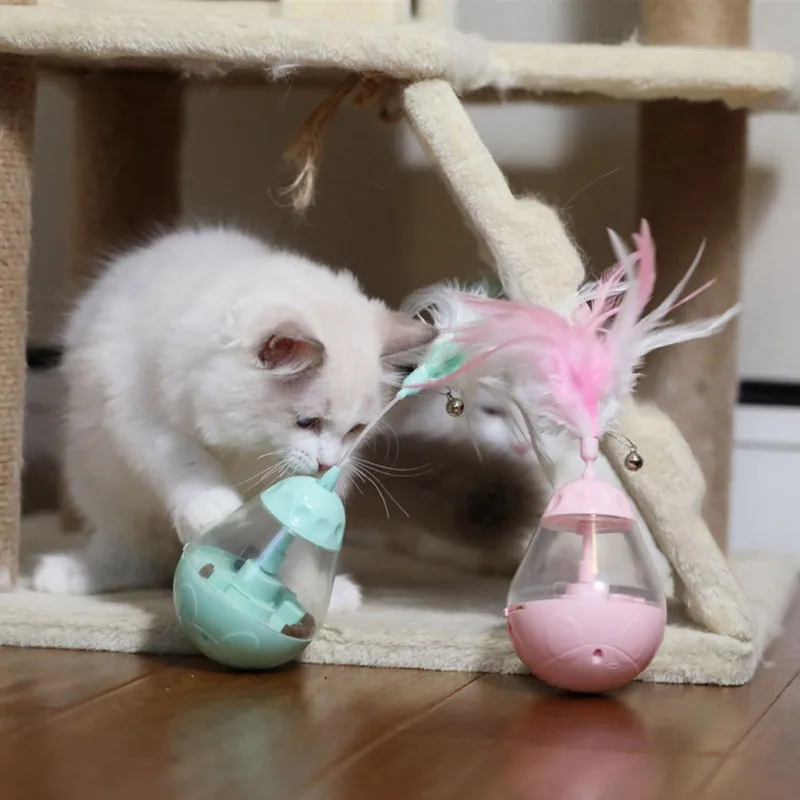 Интерактивные игровые мячи для кошек, кошек, собак, перьев, мячи, игрушки для кормления, набор для лечения умнее, дозатор для еды, товары для домашних животных