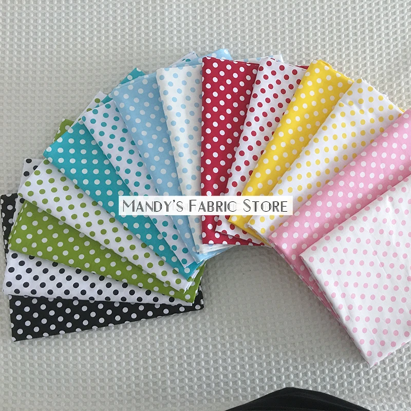 

Polka dot fabric 100% cotton 1.6 meters wide 100% cotton twill printed fabric handmade clothes bedding about 1cm dots