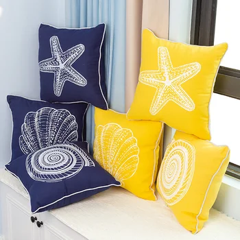 

Mediterranean Cushion Pillow Scallop Conch Starfish Pattern Throw Pillow Office Sofa Home Window Cushion Car Furnishing Decor