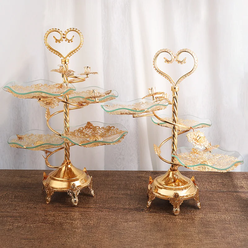 Multi Layer Metal Glass Cake Dessert Stand Rack Fruit Plate Set Dinner Buffet Tray Kitchen Accessories Party Wedding Decoration