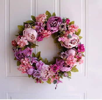 

16inch Artificial Peony Flowers Door Wreath and Garland Home Decorate Beautiful Flowers Festival Decor