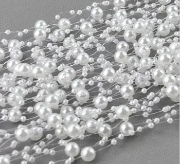 

8+3mm White Pearl Chain String Bead Strand DIY Craft Garland For Wedding Bridal Bouquet Headdress Decorations supplies