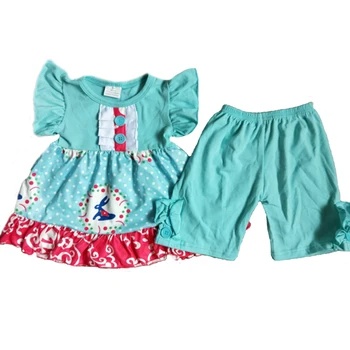 

Baby girl cute outfit 2 pieces Easter baby girl clothing set clothes letter rabbit top short pants toddler baby kid girl clothes