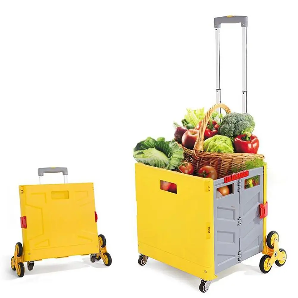 

Folding Cart Heavy Duty Crate Handcart With 8 Wheels Portable Tools Carrier For Travel Shopping Moving Luggage Home Storage