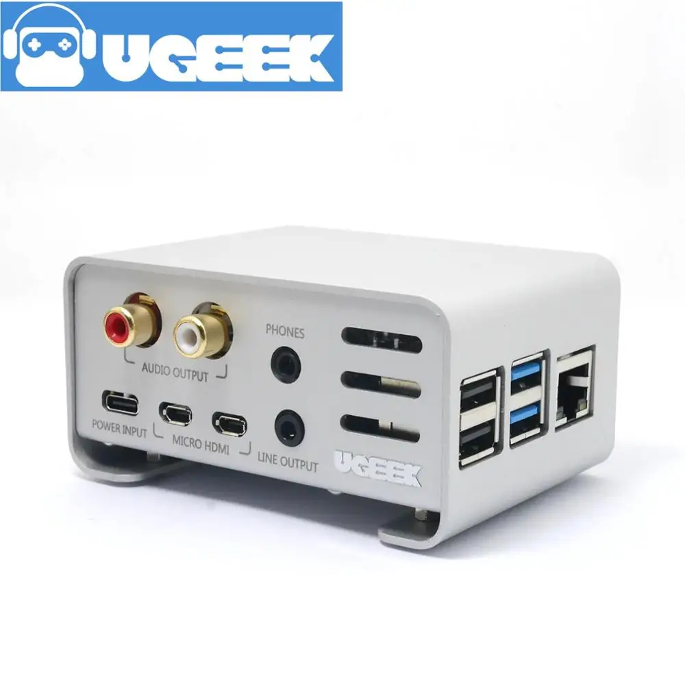  Aoide UGEEK DAC II Hifi Sound Card+Raspberry Pi 4 Model B (1GB RAM)+Aluminium Case KitES9018K2M384 