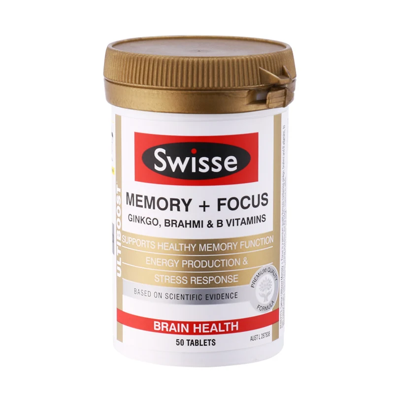 Swisse Memory Focus пищевые добавки Ginkgo Brahmi VitaminB Поддержка функции головного мозга здоровая ментальная производительность Время стресса