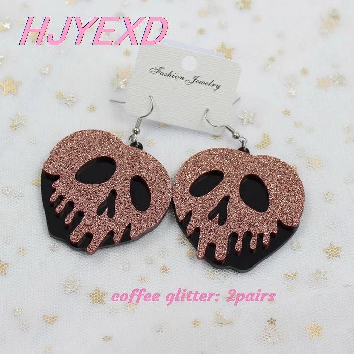 Coffee glitter-2pair 4 шт.) 50 мм акриловые ядовитые яблочные серьги, гипоаллергенные серьги-кольца, серьги на Хэллоуин, 2 дюйма, Белоснежка, 7 лазерных Cutout-HP004 - Окраска металла: Coffee glitter-2pair