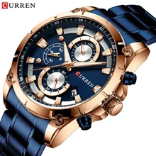 Curren design criativo relógios masculino relógio de pulso de quartzo de luxo com aço inoxidável cronógrafo relógio do esporte masculino relojes