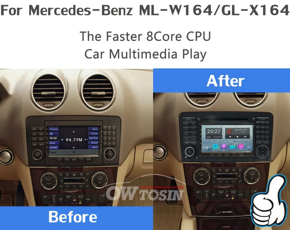 Best PX6 Octa Core Android 9.0 4+64G USB×5 Car DVD For Mercedes Benz GL ML Class W164 ML300 ML320 ML350 ML450 X164 Car Radio GPS 7