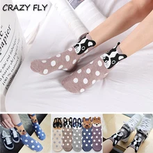 Магазин Crazy Fly осенние и зимние женские носки с ушками серия с персонажами из мультфильмов о животных милая собака kawaii harajuku стиль забавные носки подарки носки