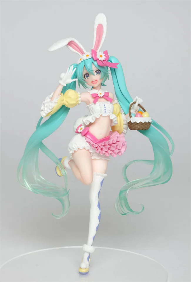 Розовый Вокалоид Hatsune Miku Sakura Figma 014 Figma 394 Sakura Hatsune ПХВ Мику фигурка Коллекционная модель детские игрушки кукла - Цвет: 18cm rabbit miku