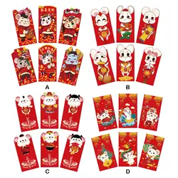 12 шт милые красные счастливые конверты Китайская традиционная хунбао подарки красный карман для весеннего фестиваля лунного счастливого