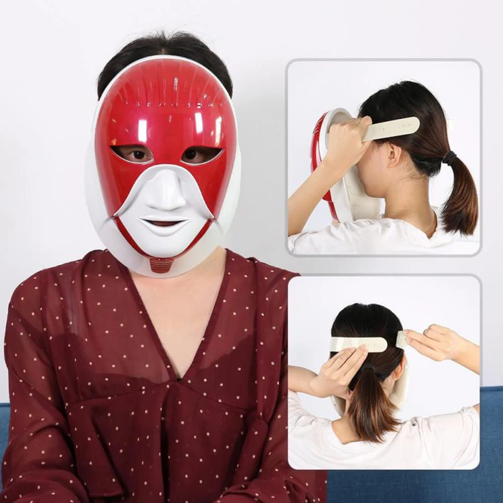 Светодиодная маска для лица, 7 цветов, светильник для красоты, устройство для омоложения кожи, прибор для ухода за кожей, красная фотонная терапия