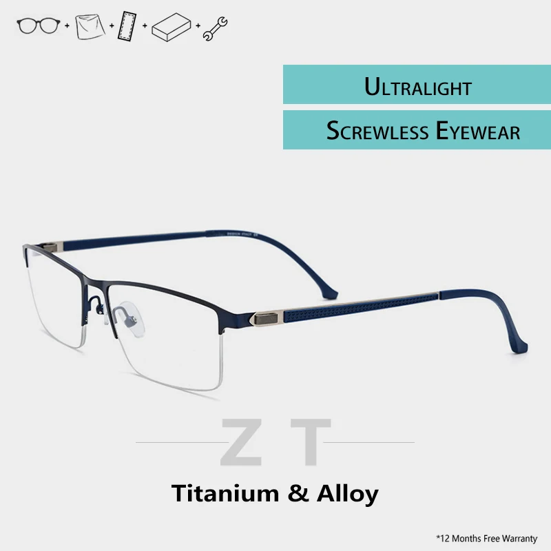 

screwless Titanium Alloy Optical Glasses Men frame transparent semi rimless eyeglasses designer brand tag eyewear frames luxury