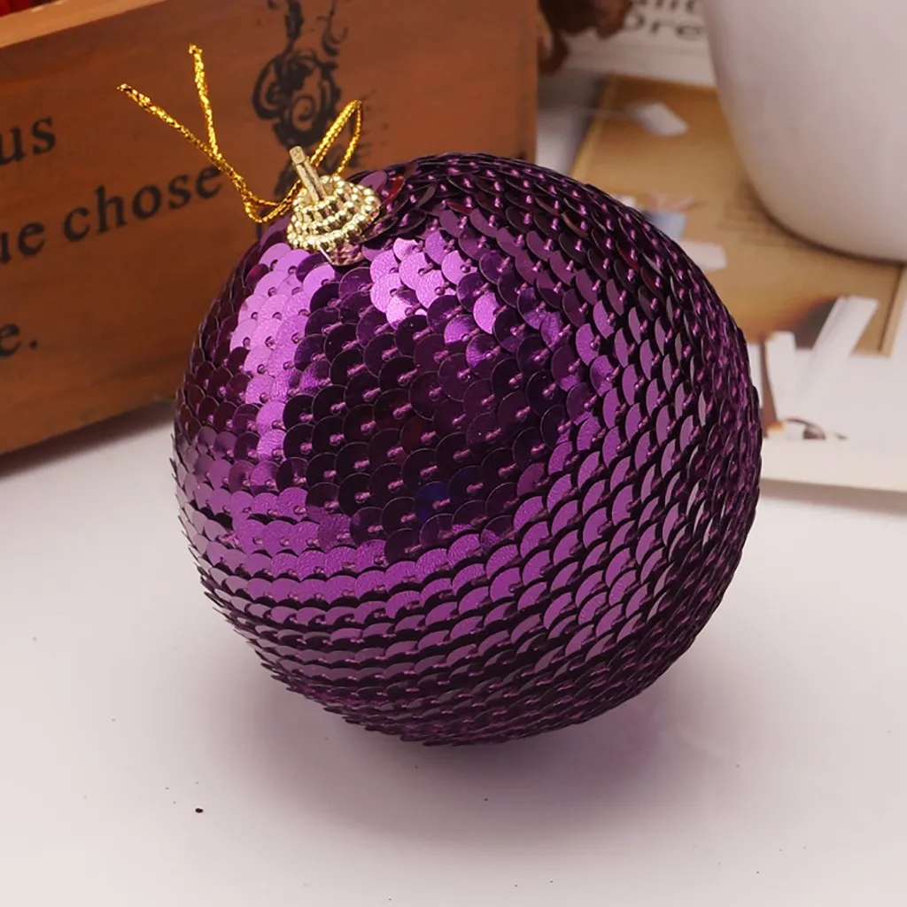 Горячая 1 шт шикарные рождественские безделушки для елки простые блестящие рождественские украшения шар украшение черный 8 см - Цвет: Purple